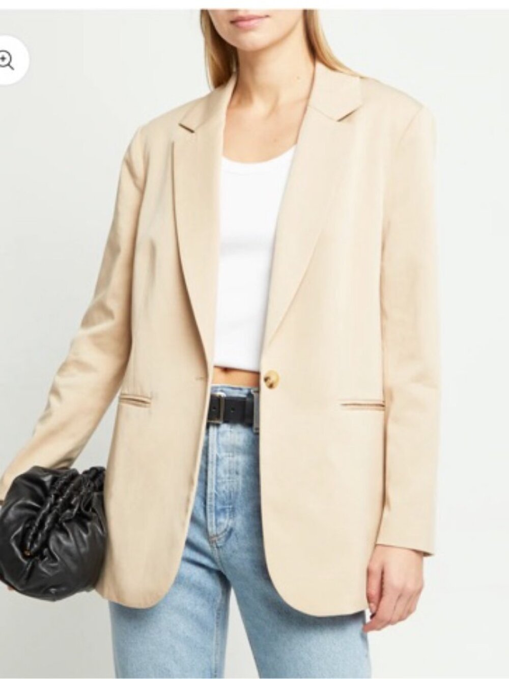 Oversized Tan Blazer Single Button Workwear Size S